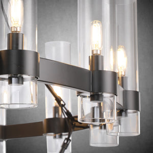 Two-Tier Wagon Wheel Chandelier with Glass Shades