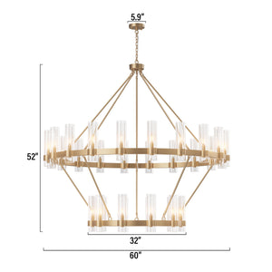 Two-Tier Wagon Wheel Chandelier with Glass Shades