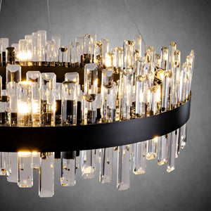 Modern Black K9 Crystal Chandelier 31.5" Round Luxury Ceiling Light