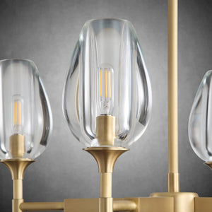 Gold 4-Light Farmhouse Chandelier with Crystal Shades for Dining Room