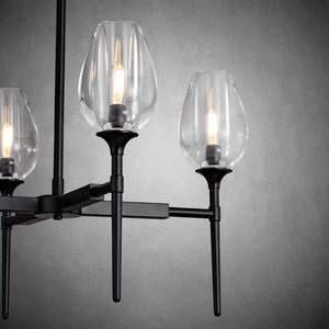 Gold 4-Light Farmhouse Chandelier with Crystal Shades for Dining Room