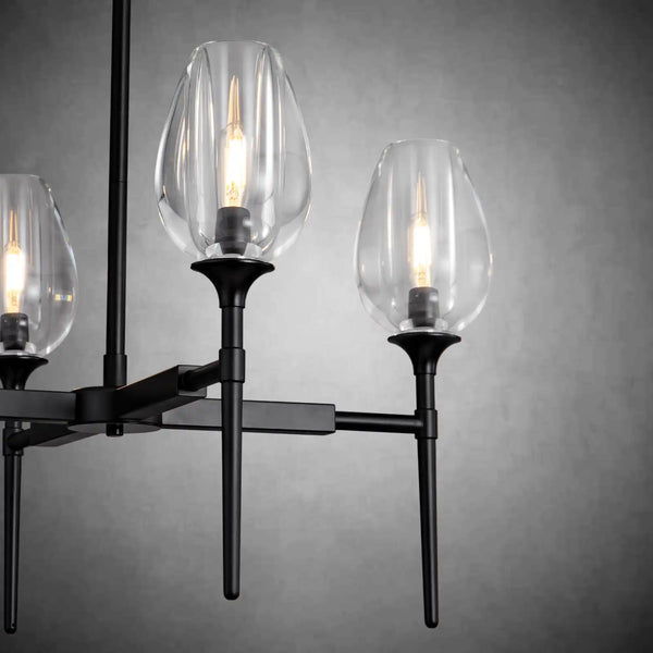 Gold 4-Light Farmhouse Chandelier with Crystal Shades for Dining Room