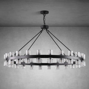 Round Brass Crystal Wagon Wheel Chandelier