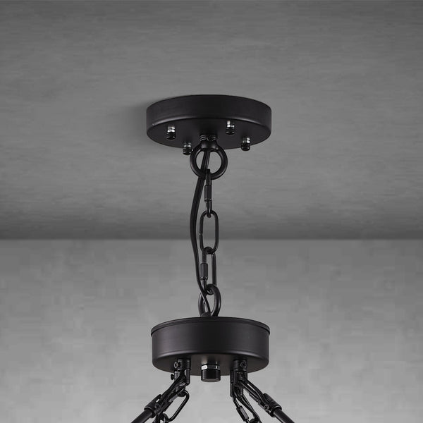 Round Brass Crystal Wagon Wheel Chandelier