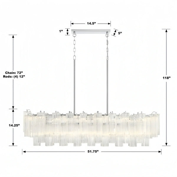 Addis 51'' Modern Linear Chandelier for Dining Room-