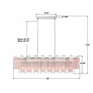 Addis 51'' Modern Linear Chandelier for Dining Room-Arialamps