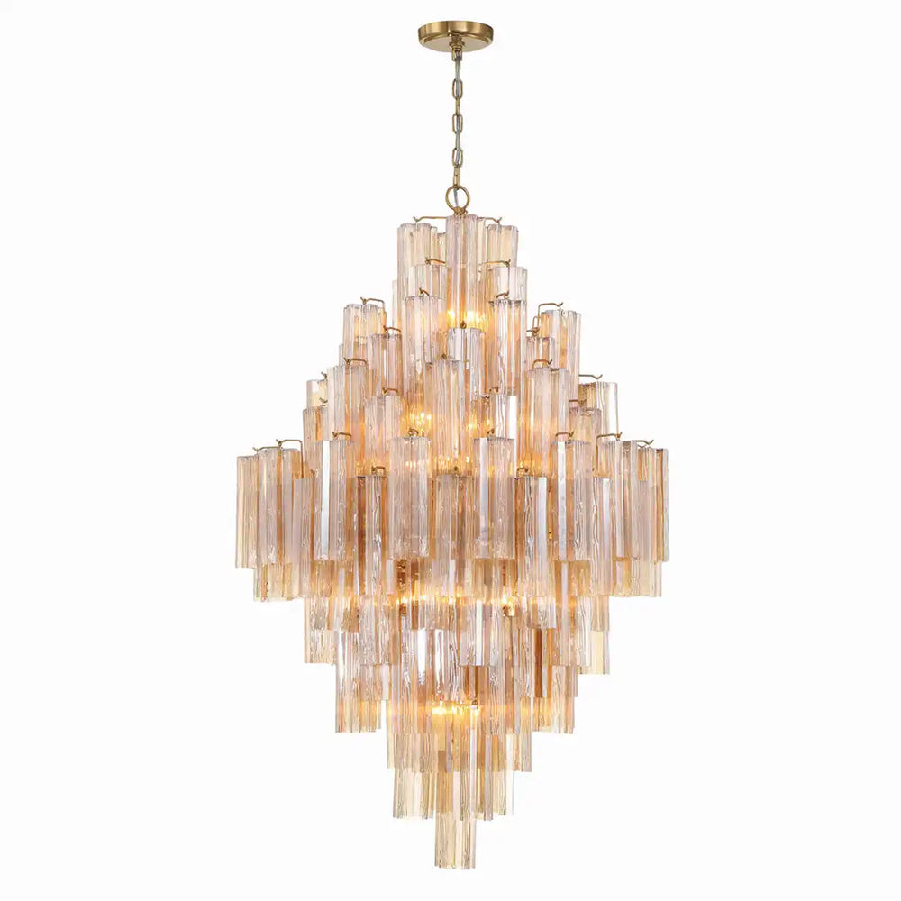 Addis Diamond Chandelier 49''H-Brass-Amber-Arialamps