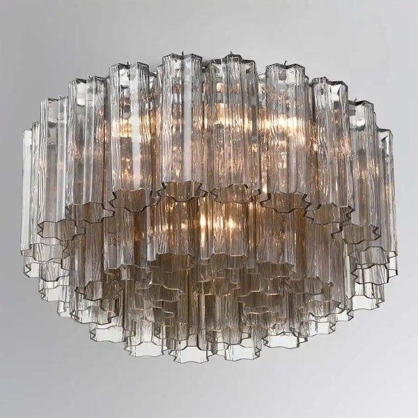 Addis Flushmount 22"/32"-22"-7 Lights-Polished Chrome-Smoke-Arialamps