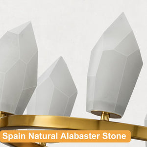 Alabaster 23" 6-Light Modern Gold Chandelier with Adjustable Height