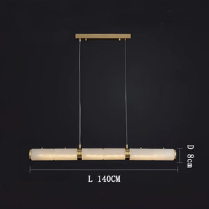 Modern Linear Alabaster Chandelier, Chandelier Over Dining Table