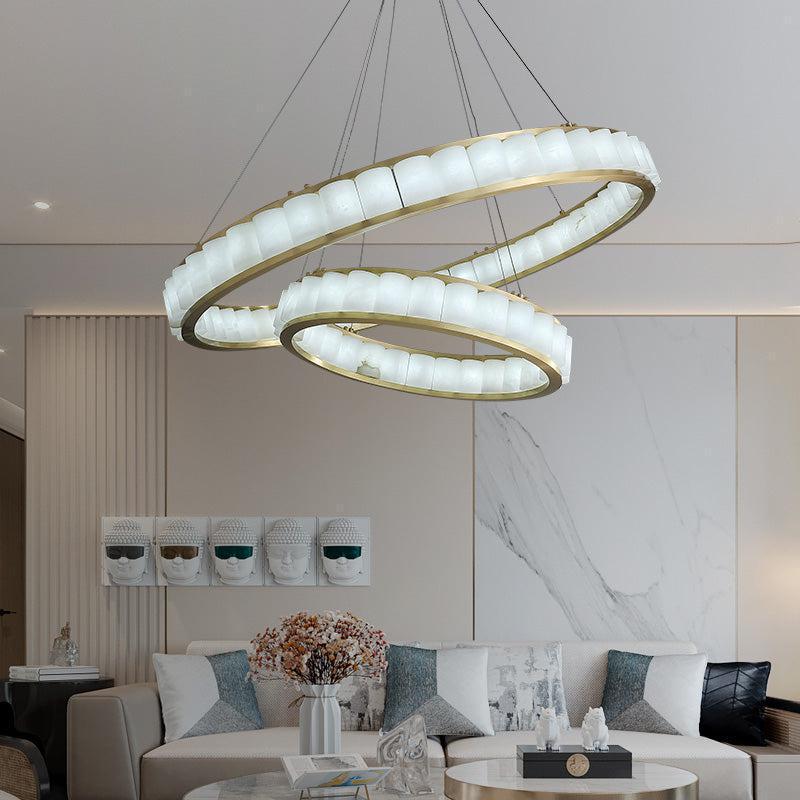 Alabaster Anne Circle Round Chandeliers-Arialamps