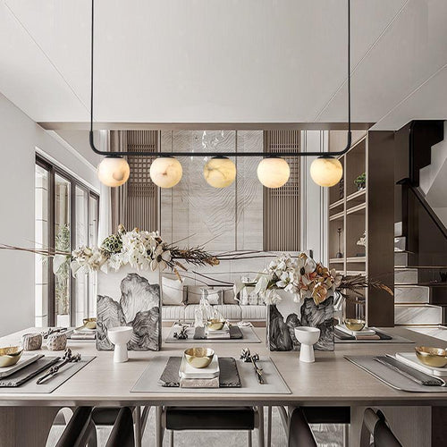 Alabaster Anne Island Chandelier 5 Lights-Arialamps