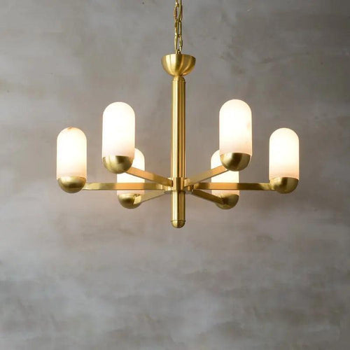 Alabaster Brass Chandelier Living Dining Lighting-6 Lights-Arialamps