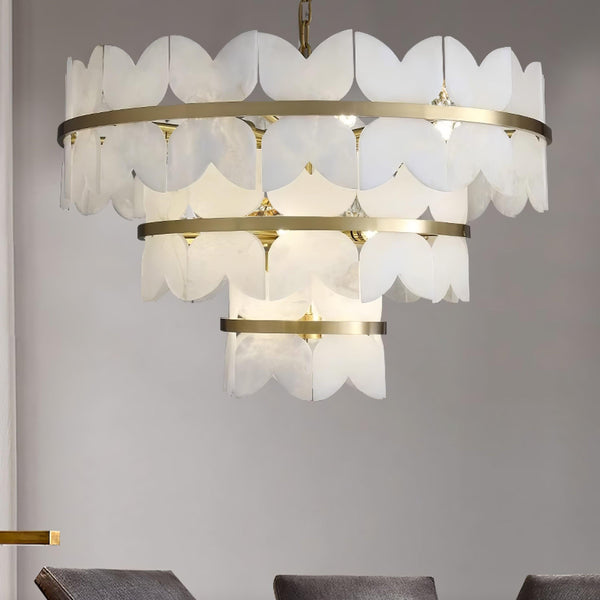 Alabaster Cloudscape Chandelier with 1/2 layer-Arialamps