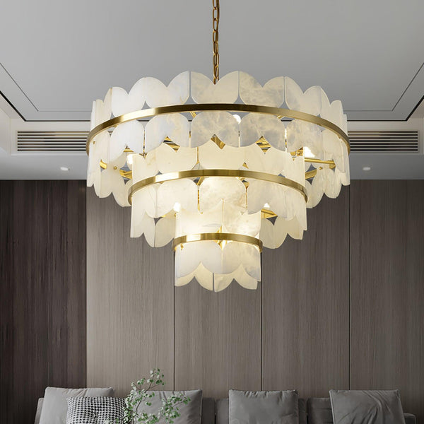 Alabaster Cloudscape Chandelier with 1/2 layer-Arialamps