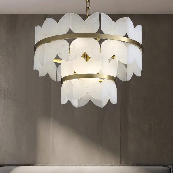 Alabaster Cloudscape Chandelier with 1/2 layer-Arialamps