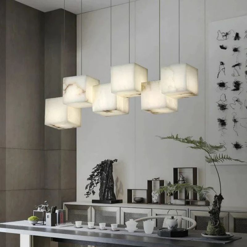 Alabaster Cubic Linear Chandelier-Chandelier-Arialamps