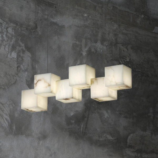Alabaster Cubic Pendant-Pendant for living room,Pendant for kitchen,Pendant for bathrooms,Pendant for bedrooms,Pendant for foyer,Pendant for stairways,Pendant for dining room-Arialamps