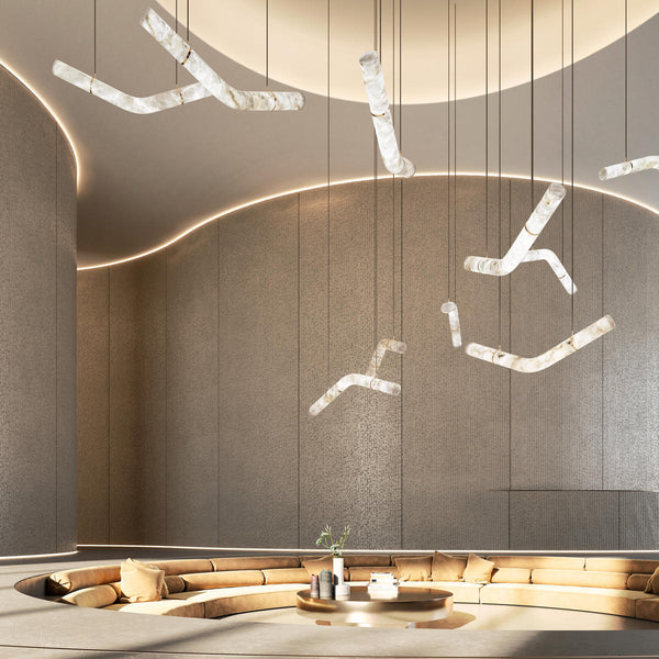 Alabaster Curved Chandelier-Chandelier-Arialamps
