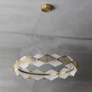 Alabaster Diamond Shaped Modern Chandelier-Arialamps