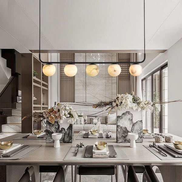 Alabaster Global Linear Chandelier L40"-Chandelier-Arialamps