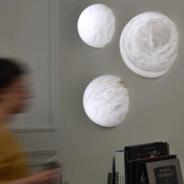 Alabaster Hemisphere Wall Sconce 5.9" D 7.9" D 11.8" D Herman Lighting
