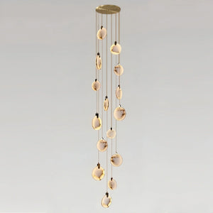 Alabaster Long Staircase Chandelier 5 styles-NORMAL-15 Lights-Arialamps