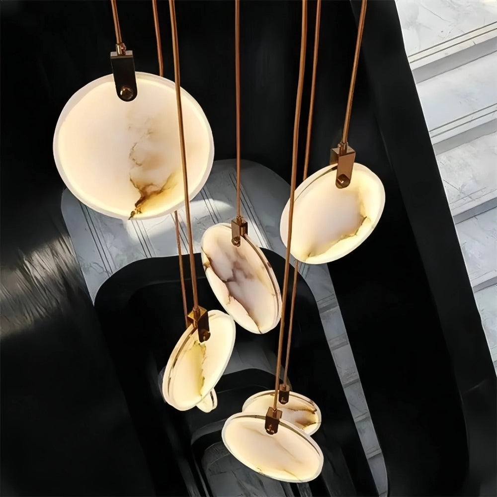 Alabaster Long Staircase Chandelier 5 styles-NORMAL-10 Lights-Arialamps