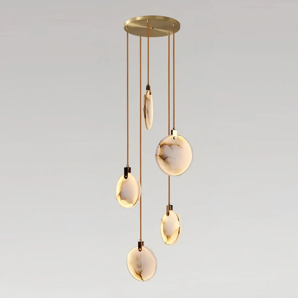 Alabaster Long Staircase Chandelier 5 styles-NORMAL-5 Lights-Arialamps