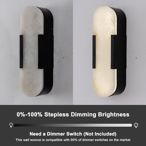 YIOSI Alabaster Matte Black Wall Sconce Set 2 13.8"