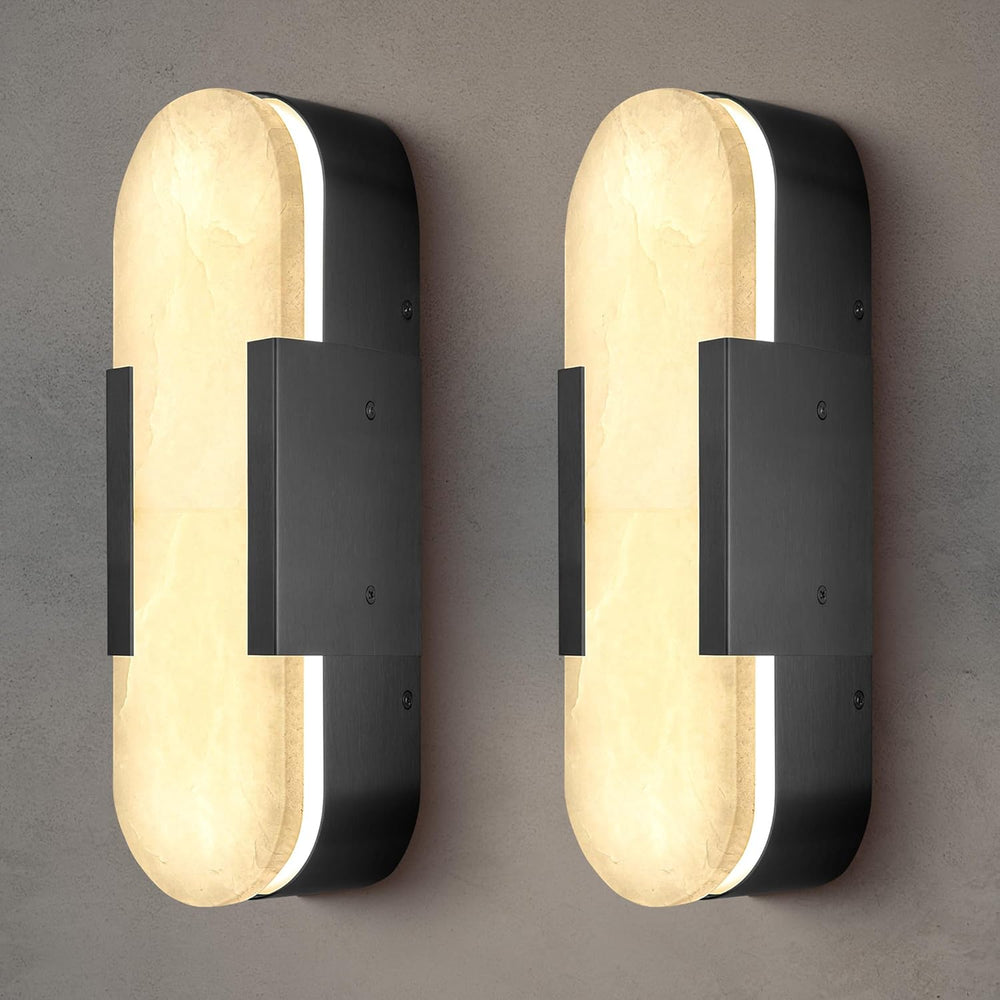 YIOSI Alabaster Matte Black Wall Sconce Set 2 13.8"