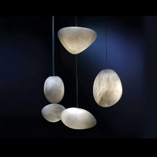 Alabaster Natural Stone Pendant-Pendant for living room,Pendant for kitchen,Pendant for bathrooms,Pendant for bedrooms,Pendant for foyer,Pendant for stairways,Pendant for dining room-7.9"D-Arialamps