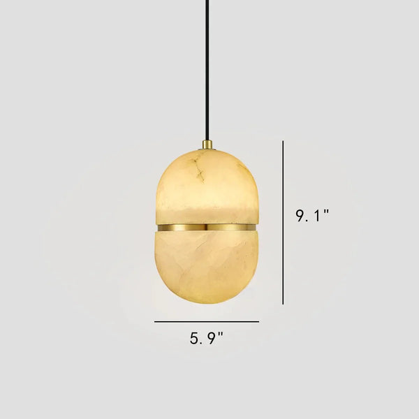 Alabaster Oval Pendant 5.9" D 7.1" D - Arialamps