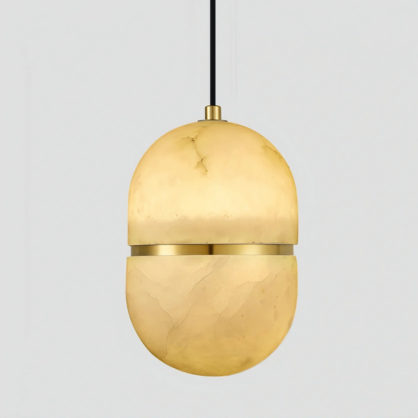 Alabaster Oval Pendant 5.9" D 7.1" D - Arialamps