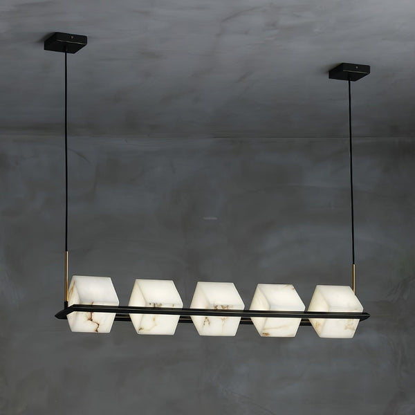 Alabaster Square Box Chandelier with 4/5/6/8/9 heads-Arialamps