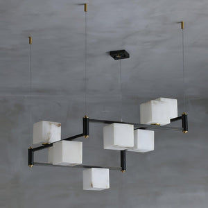 Alabaster Square Box Chandelier with 4/5/6/8/9 heads-Arialamps