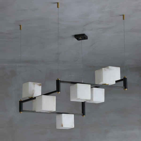 Alabaster Square Box Chandelier with 4/5/6/8/9 heads-Arialamps