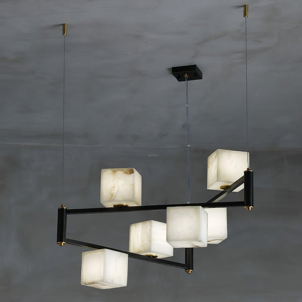 Alabaster Square Box Chandelier with 4/5/6/8/9 heads-Arialamps