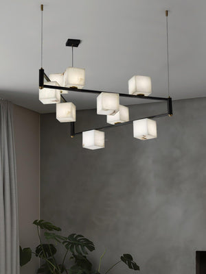 Alabaster Square Box Chandelier with 4/5/6/8/9 heads-Arialamps