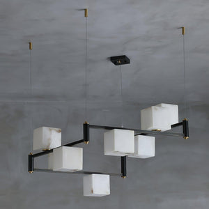 Alabaster Square Box Chandelier with 4/5/6/8/9 heads-Arialamps