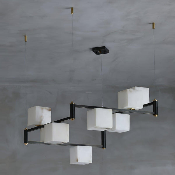 Alabaster Square Box Chandelier with 4/5/6/8/9 heads-Arialamps