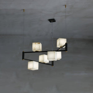 Alabaster Square Box Chandelier with 4/5/6/8/9 heads-Arialamps