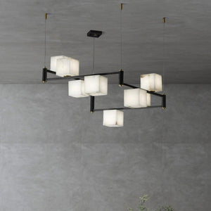 Alabaster Square Box Chandelier with 4/5/6/8/9 heads-Arialamps