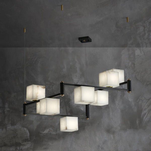 Alabaster Square Box Chandelier with 4/5/6/8/9 heads-Arialamps