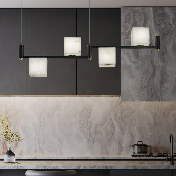 Alabaster Square Box Chandelier with 4/5/6/8/9 heads-Arialamps