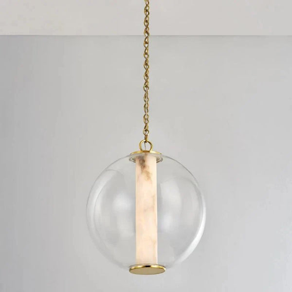 Alabaster Tube Glass Globe Pendant - Arialamps