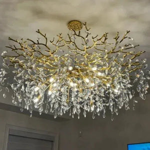 Albero Modern French-Style Branch Crystal Chandelier with Crystal Leaf-Chandeliers-Arialamps