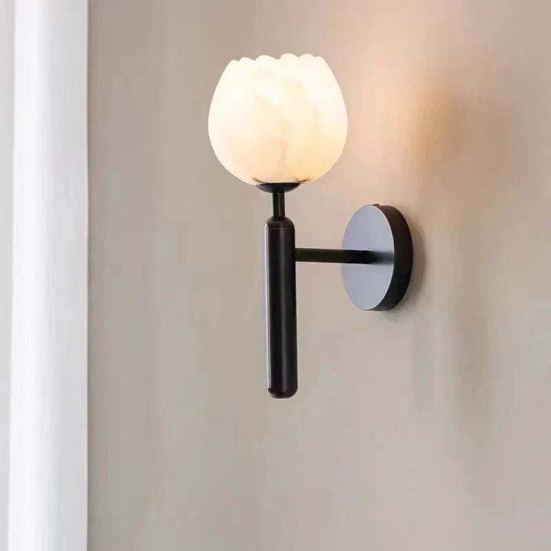 Antonia Modern Alabaster Globe Wall Sconce For Bedroom - Arialamps