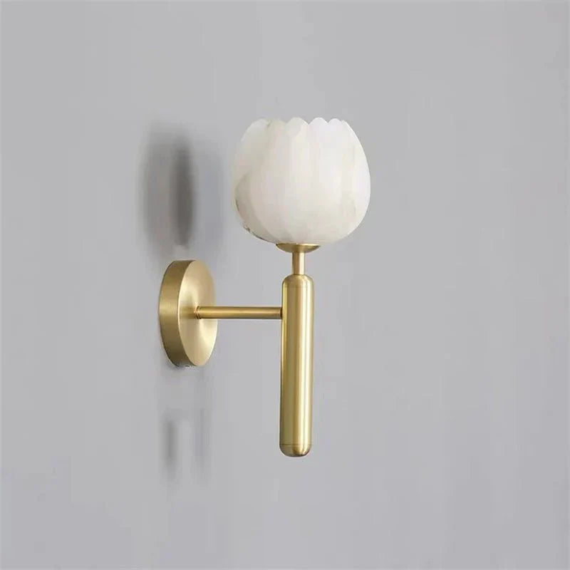 Antonia Modern Alabaster Globe Wall Sconce For Bedroom - Arialamps