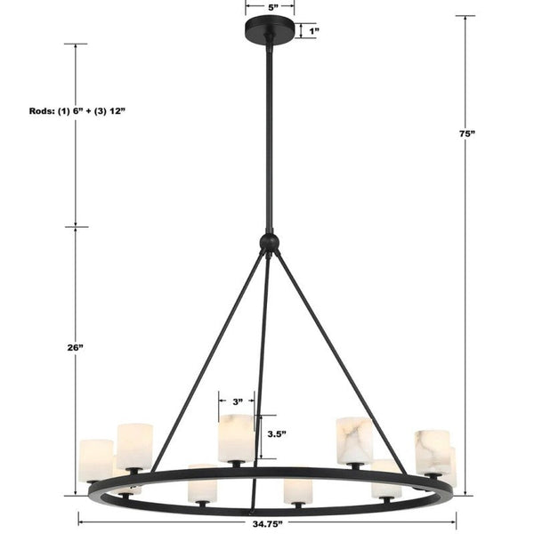 Argona 12 Light Alabaster Chandelier-chandelier for bedroom,chandelier for dining room,chandelier for stairways,chandelier for foyer,chandelier for bathrooms,chandelier for living room-Arialamps
